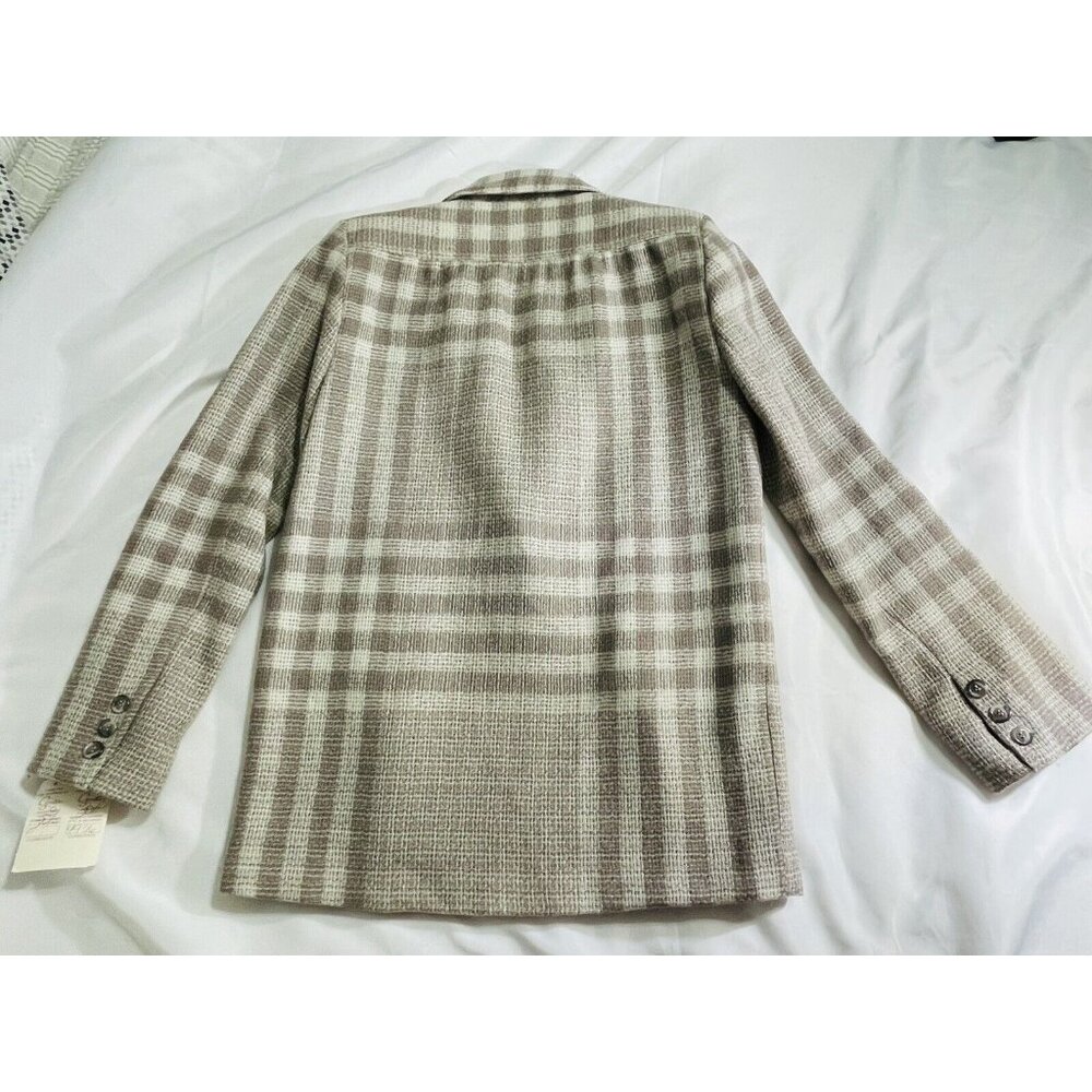 AC Sport Vintage Retro Wool Tan Brown Plaid Blazer Jacket With Tags Size 4 - Picture 7 of 12